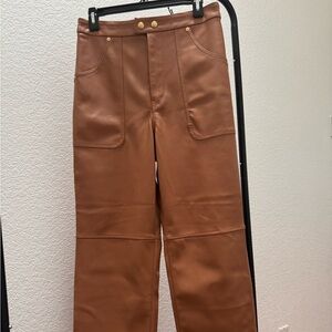 Vegan Leather Wide-Leg, Cropped Pants